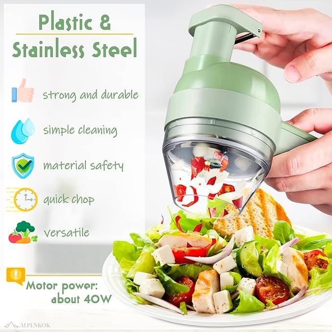 4-in-1 Electric Food Processor & Vegetable Chopper | Wireless Mini Garlic Cutter